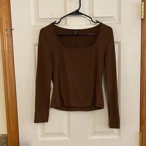 SHEIN Chocolate Brown Long Sleeve Top